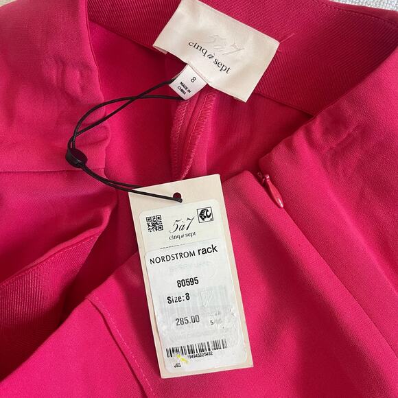 NWT Cinq à Sept Brianne Pintuck Crepe Pants Side Slit Hot Pink Women’s size 8 - Picture 8 of 10